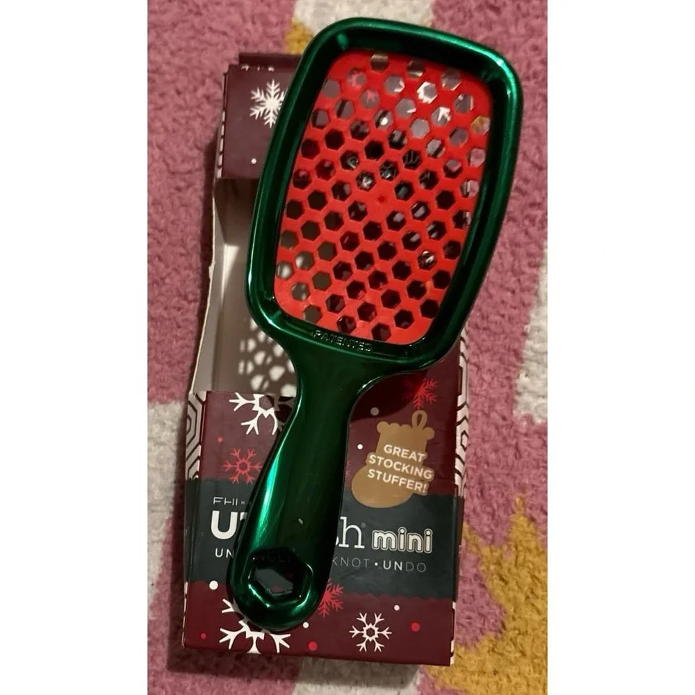NEW Unbrush Mini Special Ed. - Untangle, Unknot Undo‎ Hair Brush, Green Metallic